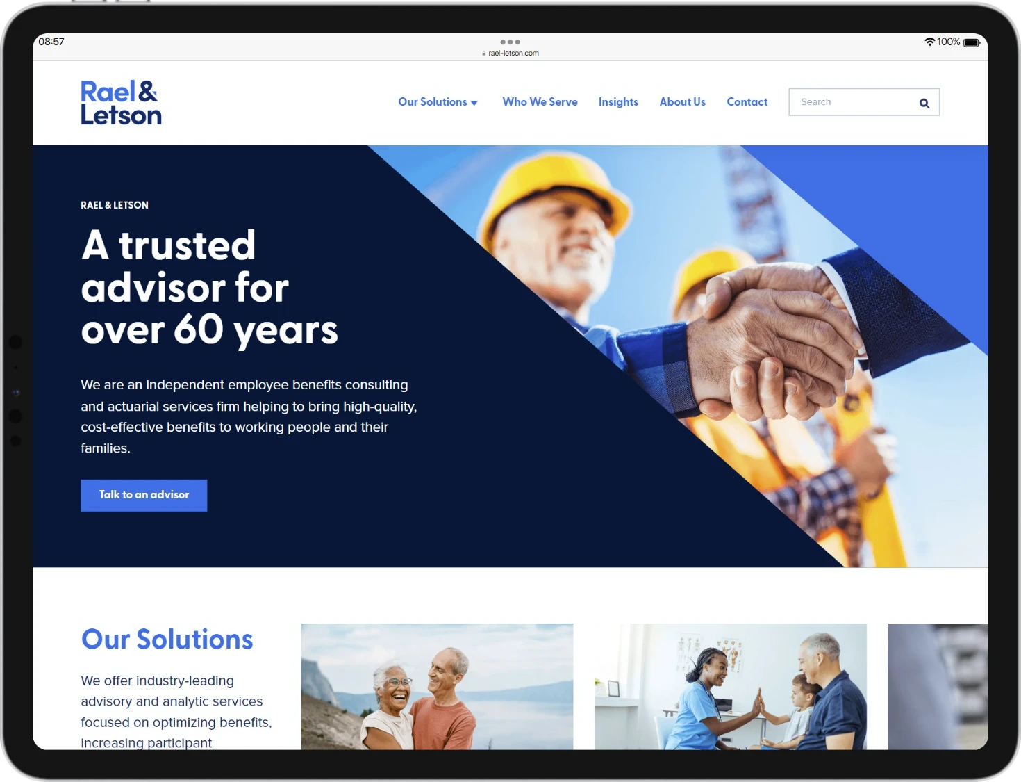 Screenshot of a clean, high-converting B2B homepage with clear value proposition